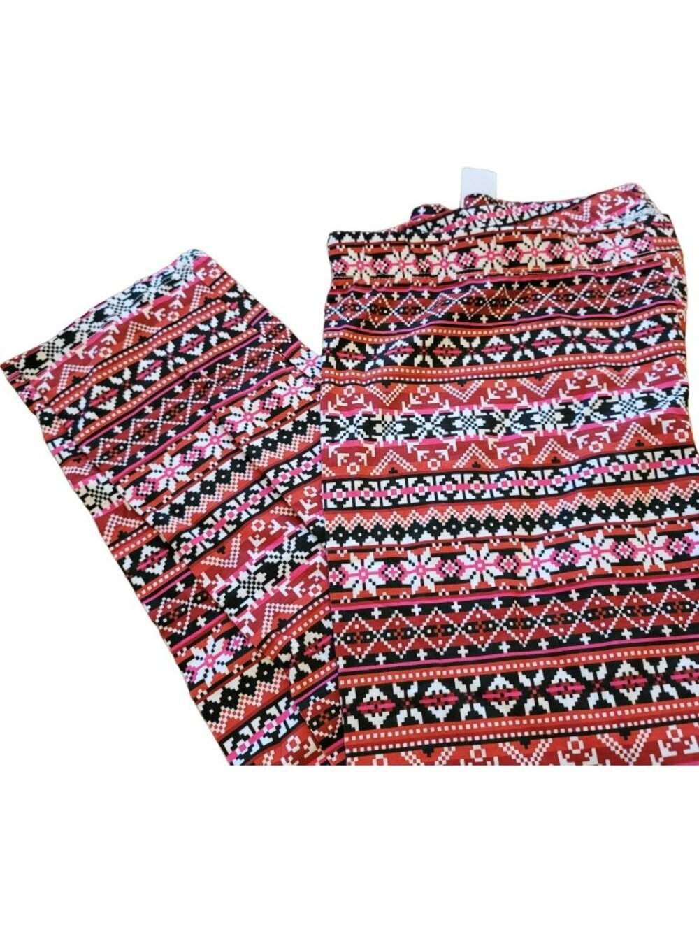 Holiday Leggings Red Pink and Black Snowflake Juniors Size XL (15/17) JJ3209